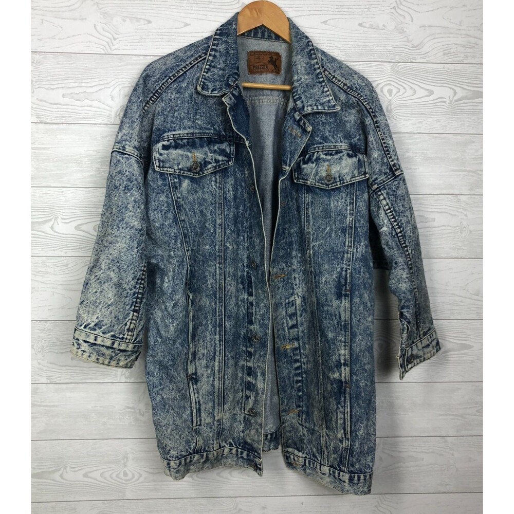 Vintage Prezzia Acid Wash Denim Jean Jacket 100% Cotton Adult Size Medium